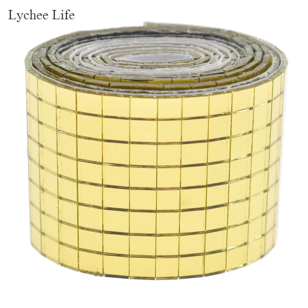 Gold Lychee Life самоклеящаяся стеклянная мозаика для рукоделия золотого цвета, мини квадратные зеркала для рукоделия, материалы для украшения дома - Цвет: Gold