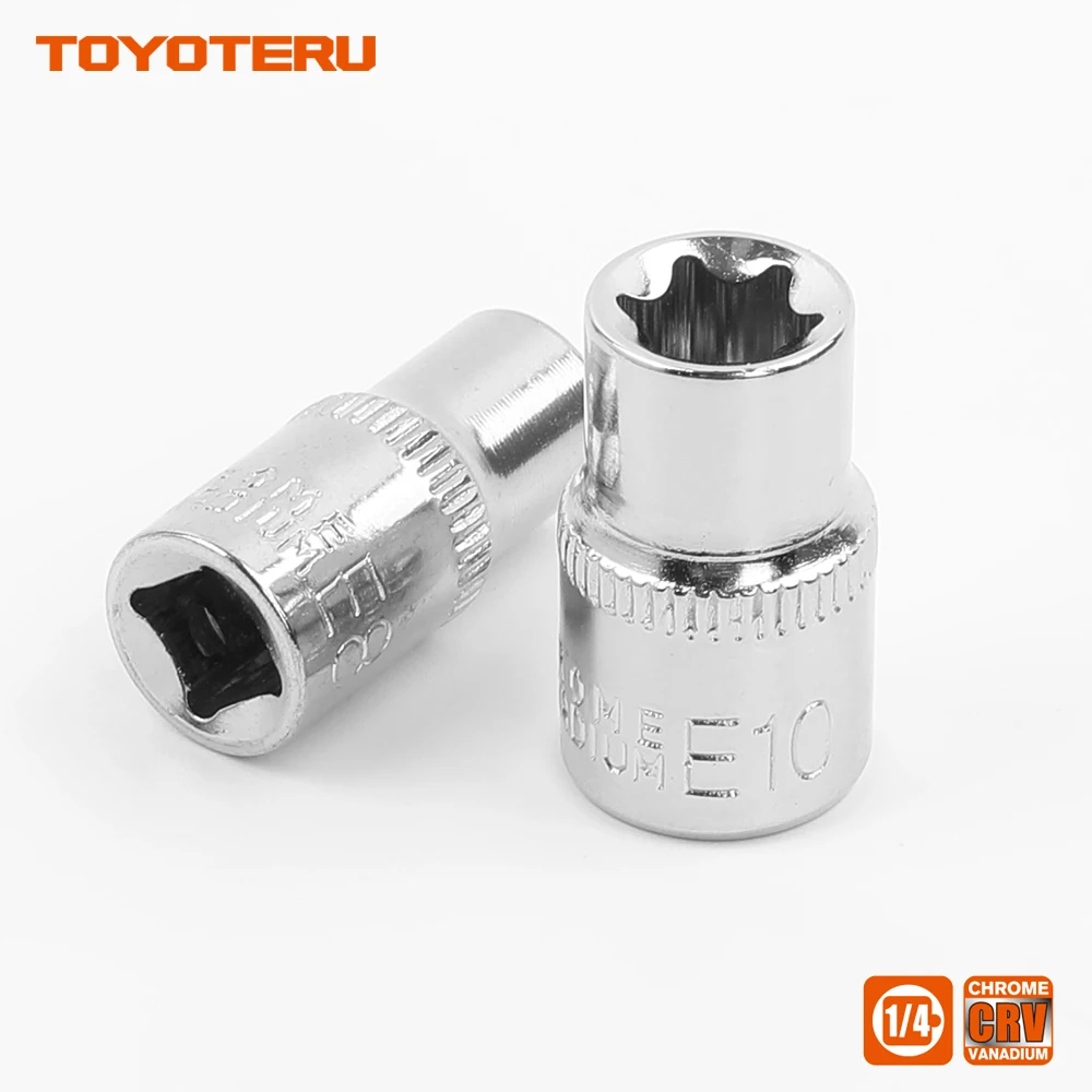 Новинка 1/4 дюйма(6,3 мм) Torx Star Bit Female E Socket Set E4, E5, E6, E7, E8, E10 в металлическом разъемном рельсе