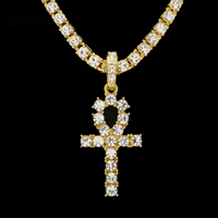cara gold color full aaa rhinestones anka cross necklace luxury full rhinestones necklace chain lovers pendant necklace cagm0036