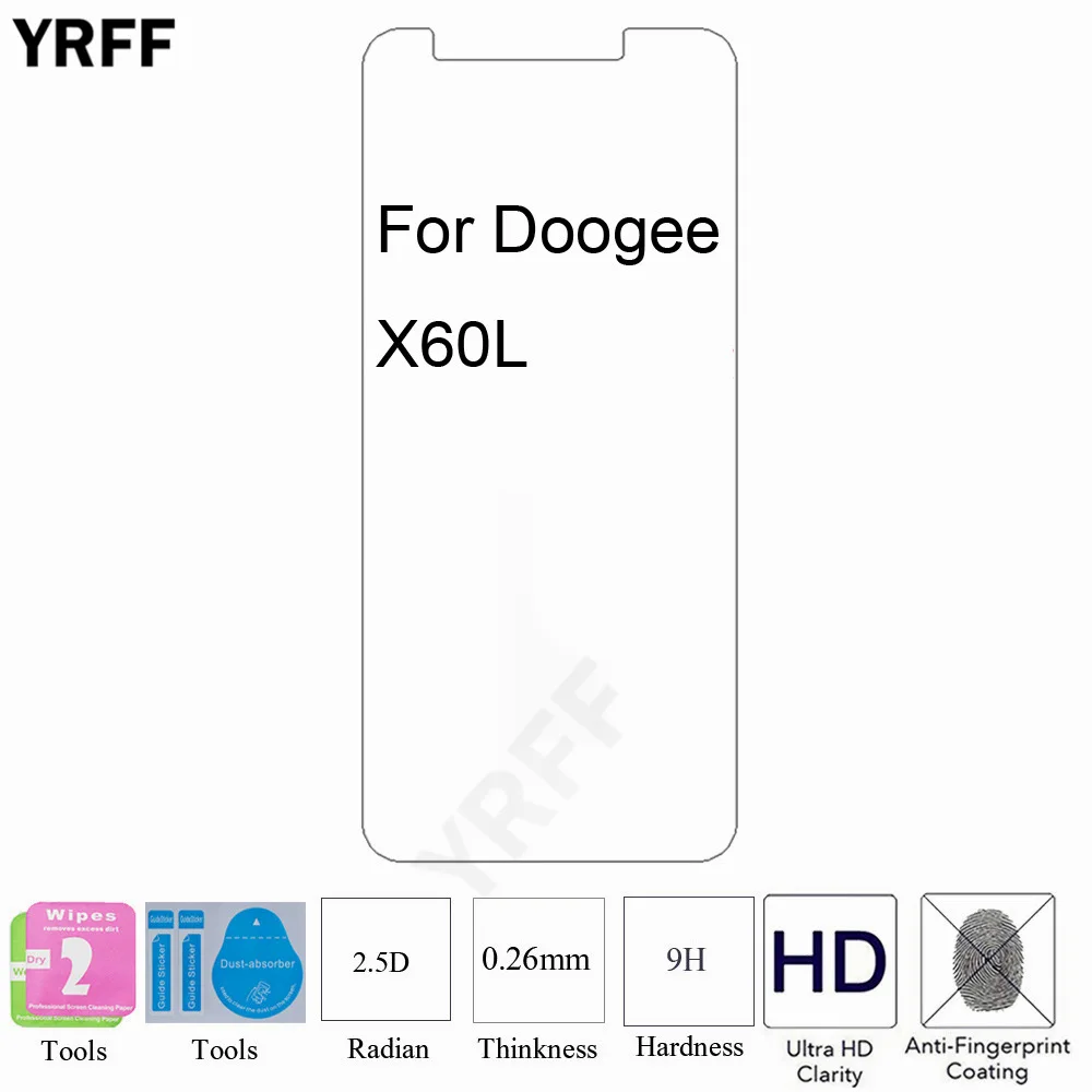 

2PCS 2.5D 0.25mm 9H For Doogee X60L X55 X53 X50 Tempered Glass Screen Protector Protective Film For Doogee X55 X53 X60L Tools