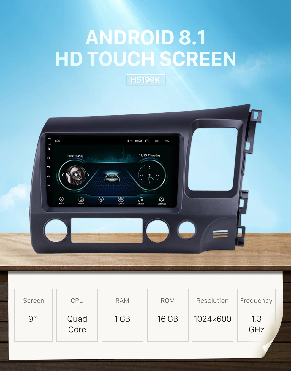 Seicane Android 8,1 " Автомобильный мультимедийный плеер для Honda Civic 2006 2007 2008 2009 2010 2011 2din gps навигация поддержка AUX USB