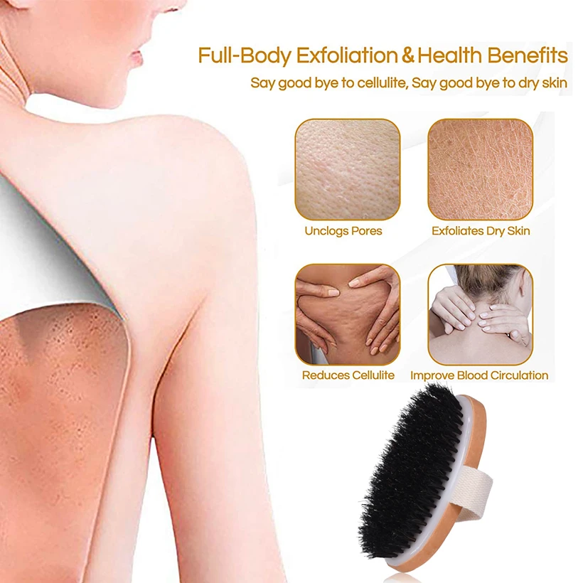 

CLPAIZI Shower Body Bath Brush with Natural Horse's Mane, Bath Wooden Massage Exfoliation Dry brush, Perfect for Dry Skin D30