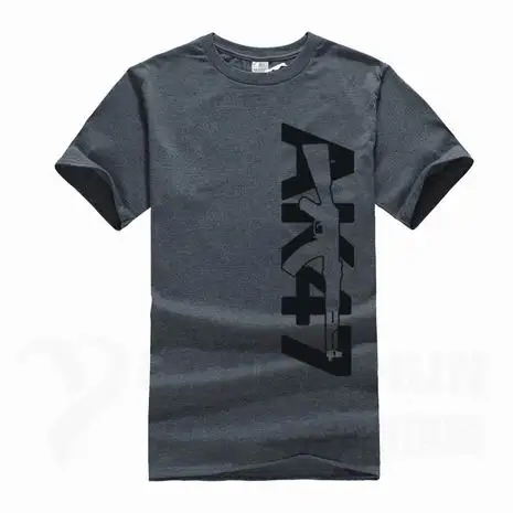 Boutique Men Tops Tees Summer Fashion New AK47 Printed T Shirt Short Sleeve Men AK 47 Rifle Gun Personalized T Shirts 3XL
