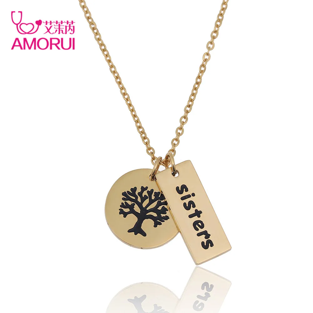 AMORUI сестра дерево семейное ночное женское ожерелье модное ювелирное изделие