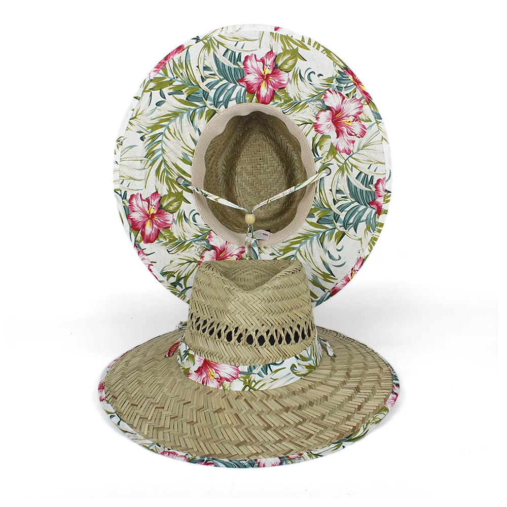 Шляпа Lifeguard женская Соломенная с широкими полями Пляжная Панама в богемном стиле
