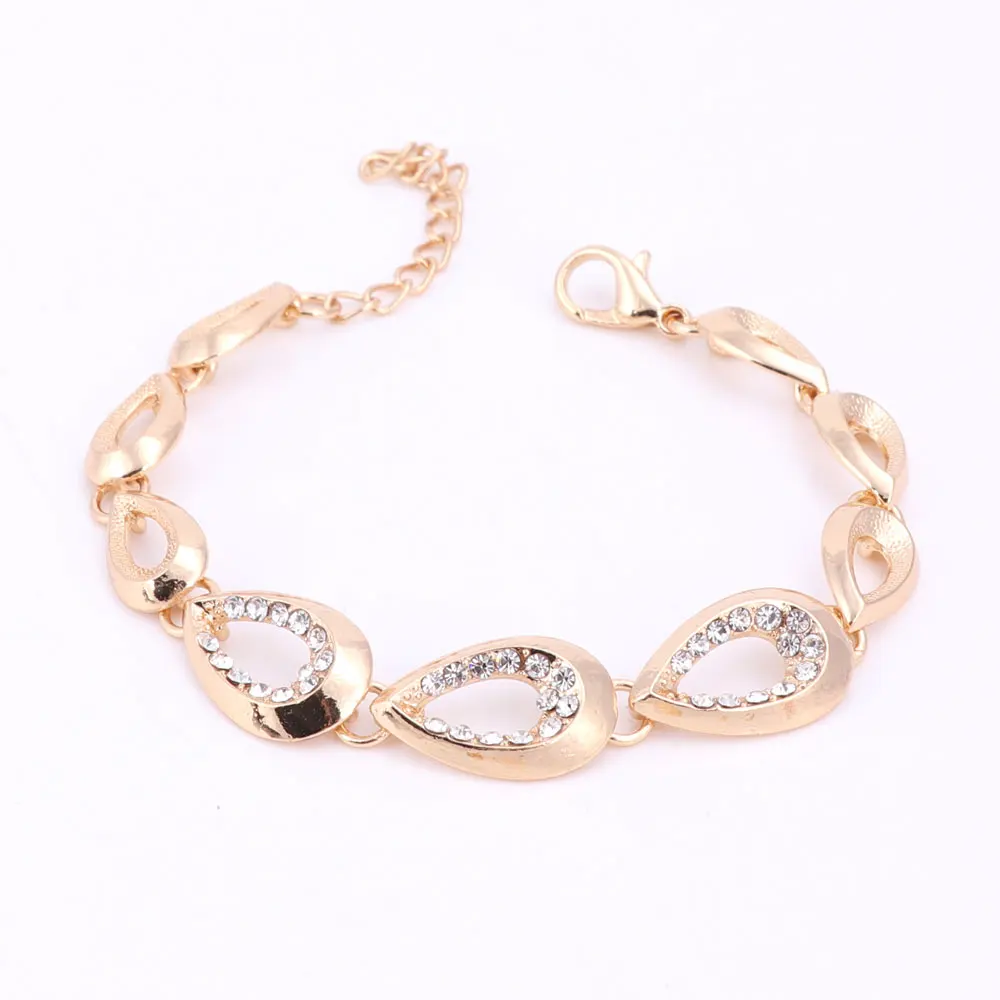 Женские Ювелирные наборы с кристаллами колье браслеты кольца золотого цвета