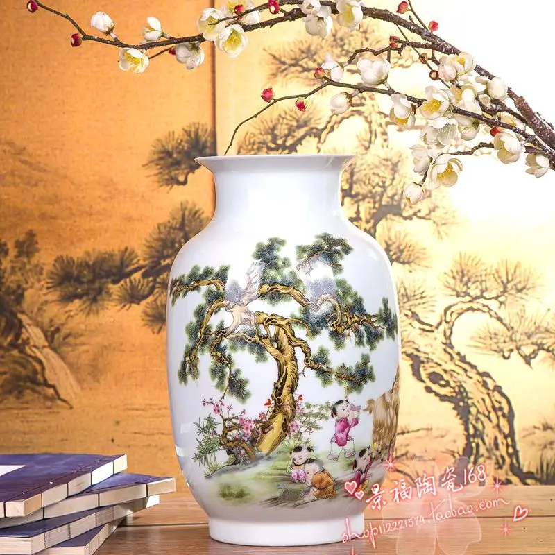 

Shipping of Jingdezhen ceramics porcelain vase figure living room TV cabinet decoration porcelain The spring comes in full form.