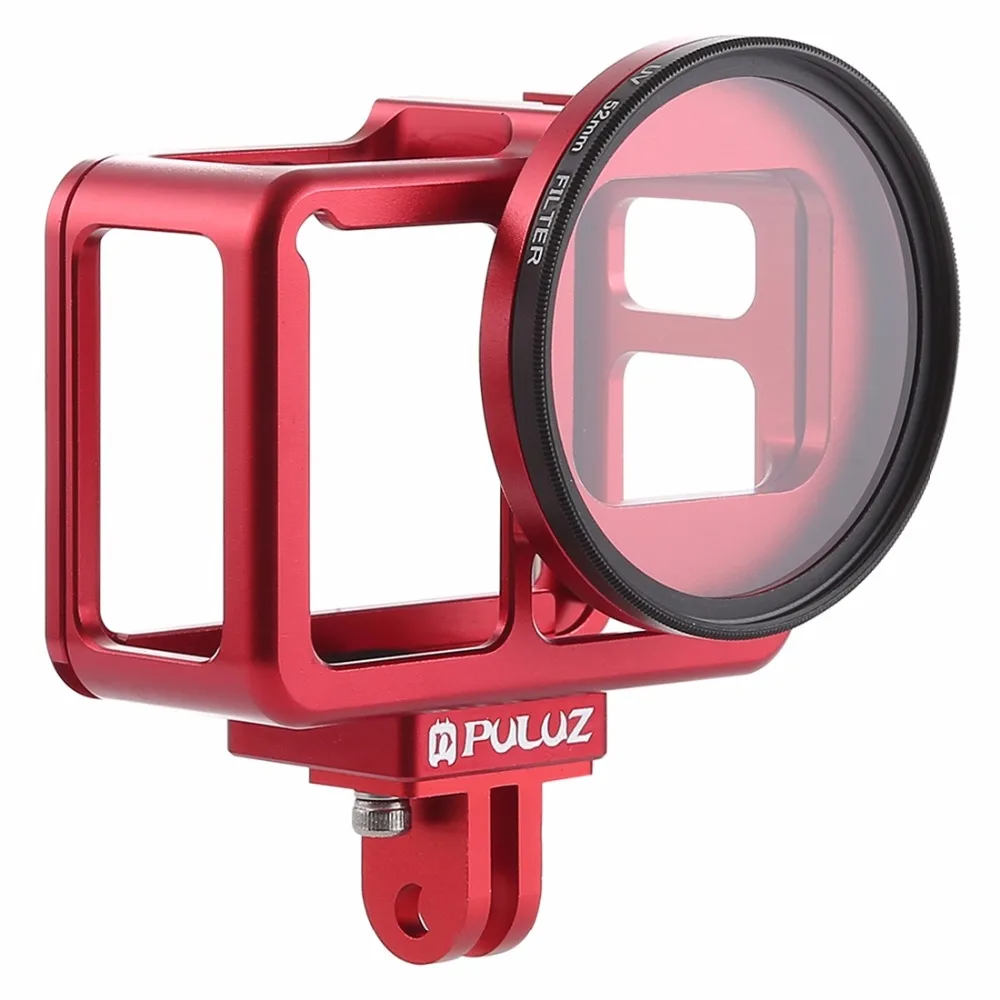 PULUZ Housing Shell CNC Aluminum Alloy Protective Cage with Insurance Frame &amp 52mm UV Lens for GoPro HERO7 Black / 6 5 | Электроника