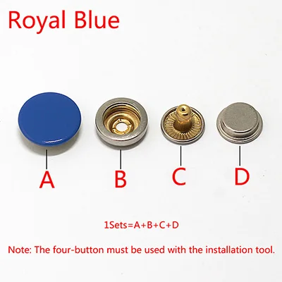 Royal Blue Meetee 30sets 12/15/17/20mm Pure Copper Sanp Button Down Jacket Invisible Button DIY Clothing Sewing Scrapbooking Accessories - Цвет: Royal Blue