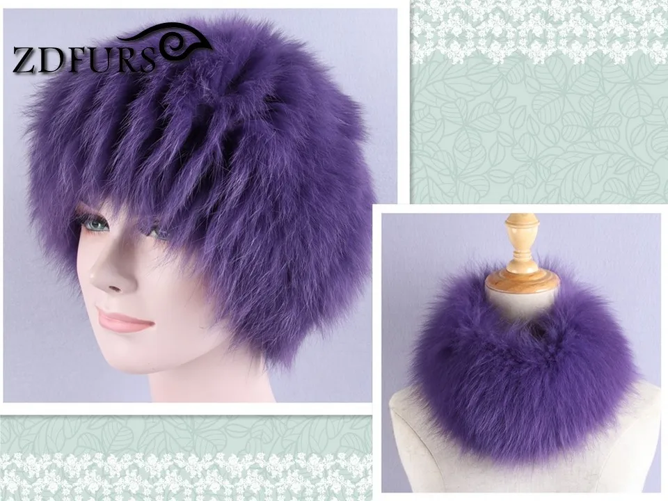 ZDFURS* зимняя женская Меховая повязка на голову из натурального Лисьего меха, шарф, теплый ушной защитный головной убор, шарф, новинка, женские вязаные меховые головные уборы, кольцо