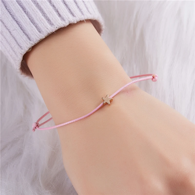 Adjustable Golden Star Red String Braiding Couple Bracelets For Men Women Wish Jewelry Family Friendship Gift | Украшения и