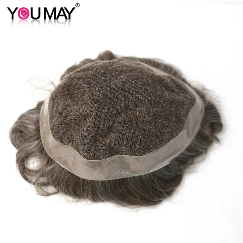 

Men's Wig Durable Replacement System Lace & PU Human Remy Hair Wig For Men Natural Looking 8X10 Toupee Lace Color #440 You May