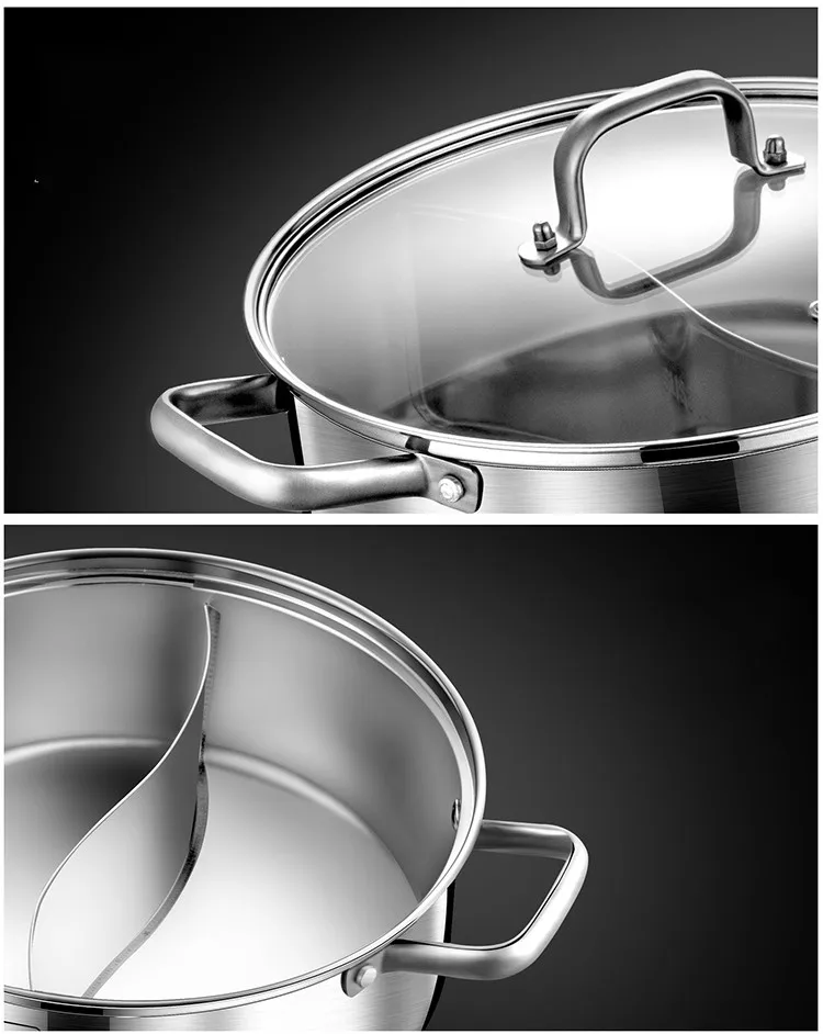 Free shipping Hot pot Fondue Kitchen cooker Special thicken Household Chafing Pot Casserole stainless steel Soup | Дом и сад