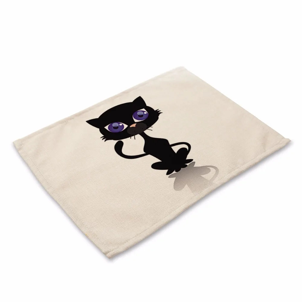 42X32CM Table Mats Beautiful black cat Images Dinner Placemats Tea Coffee Towel Restaurant Plates Decoration MA0076 | Дом и сад