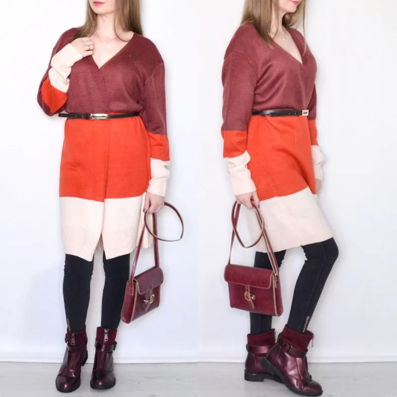 Long Cardigan Women Collarless Sleeve Color Block Loose Open Stitch Mujer Casual Fall Fashion 2018 Female |