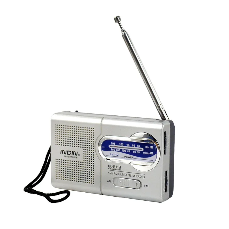 BC-R119 Mini Portable AM FM Radio Slim Telescopic Antenna With Strap World Receiver Loudpeaker |
