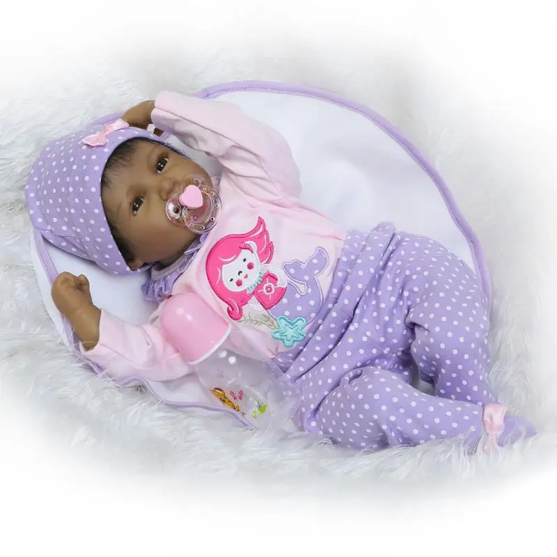 

African Doll black skin bebe reborn Toys Christmas Best Gift soft silicone reborn baby girl toddler Dolls