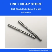 2pcs high quality cnc bits single flute long longer spiral router carbide end mill cutter tool 6mm x 62mm ovl 90mm