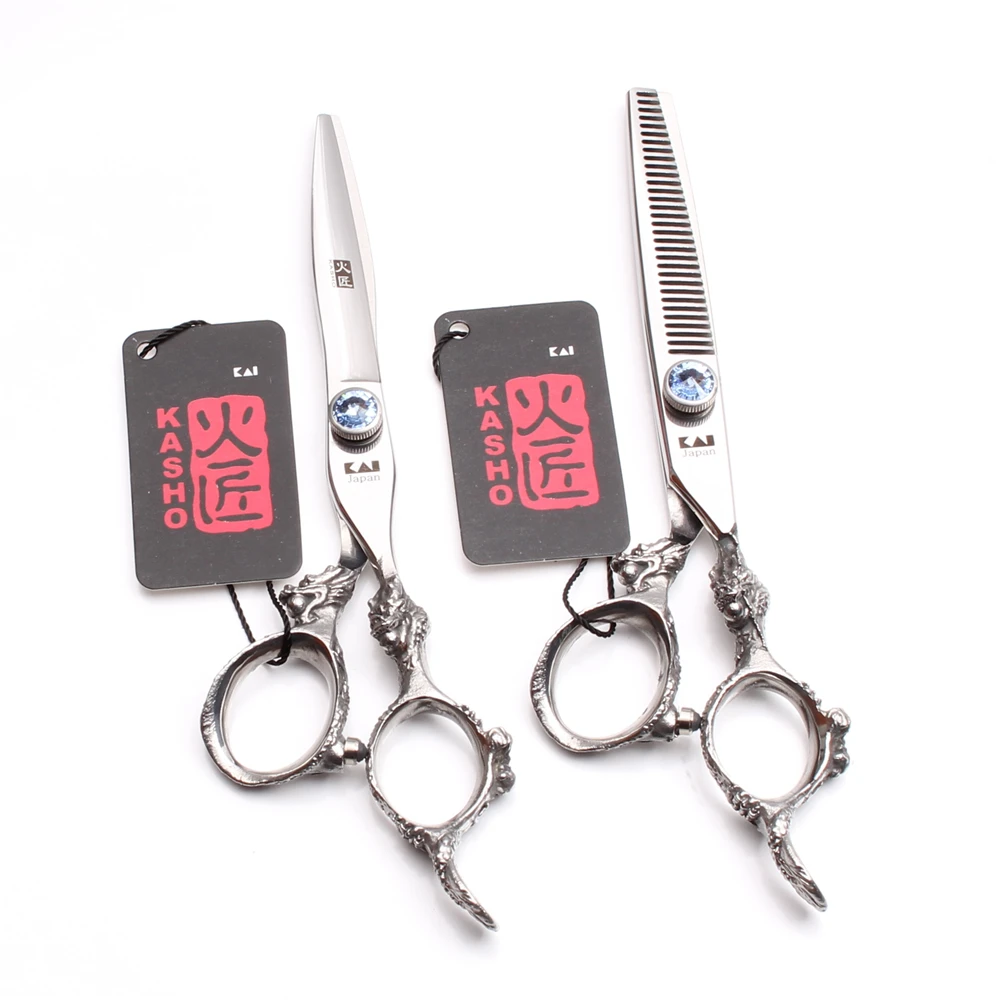 H9108 6&quot 17.5cm Japan 440C Kasho Scissors For Hairdressers Bang Cut Barber Shop Cutting Shears Thinning Scissor Salon Style Tool | Красота
