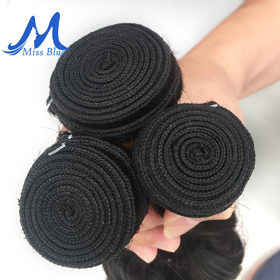 Missblue 3 Bundles With Closure Brazilian Hair Weave Bundle Lace Loose Wave Remy Human | Шиньоны и парики