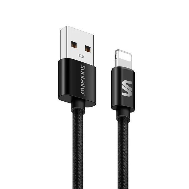 5-Pack Suntaiho кабель USB с подсветкой для iphone кабель для зарядки данных для iphone X USB кабель для iphone 7 Plus для iphone 8 - Цвет: nylon black