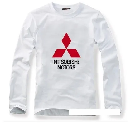Новинка хлопковая футболка с длинным рукавом и логотипом автомобиля Mitsubishi белая