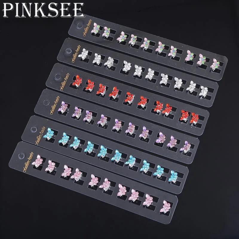 10 шт./компл. заколки для волос невесты блестящие с кристаллами бабочками детские