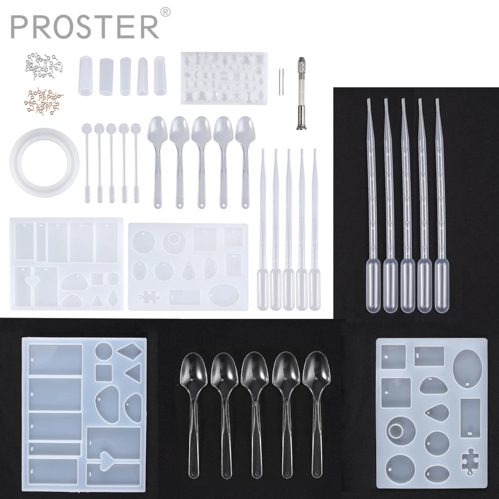 

Proster DIY Necklace Pendant Tools Semicircle Drops Glue Transparent Silicone Jewelry Epoxy Mould Cake Silicone Mold