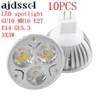 Светодиодный точечный светильник, светодиодные лампы высокой мощности E27 GU10 E14 GU53 с регулируемой яркостью, 3X 3 Вт, светодиодсветильник лампа MR16, переменный и постоянный ток 12 В, с регулируемой яркостью, 220 В переменного тока