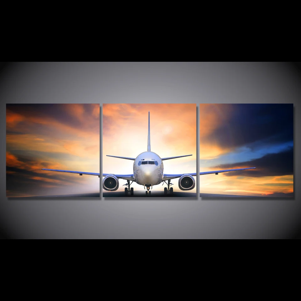 3 шт. холсте самолет взлететь холст картины плакаты и отпечатки декор настенные