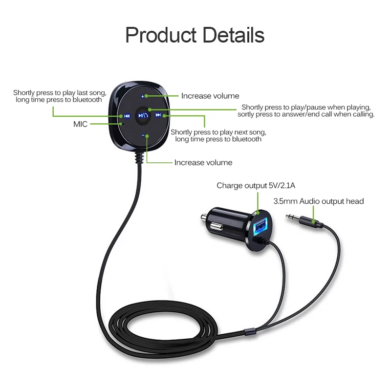 Новый Bluetooth автомобильный комплект MP3 плеер A2DP 3 5 мм AUX аудио музыкальный приемник