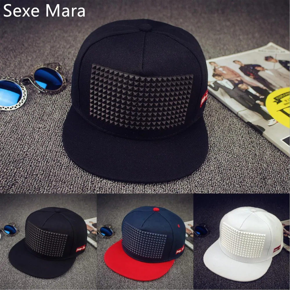 Новая мода мужская панк шляпа с рисунком ежа личность Джаз Snapback Спайк с заклепками колючие Бейсбол Кепки для хип-хоп Рок танец