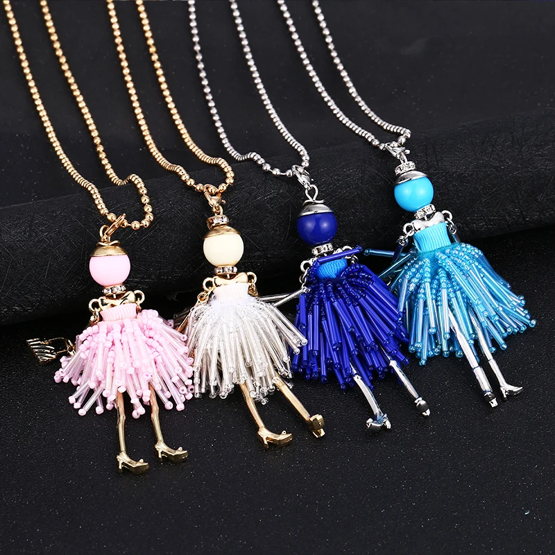 

Bohopan New Design Doll Necklace For Women Elegant Navy Dress Alloy Pendants Necklaces Fashion Jewelry Girls Gifts Accessories