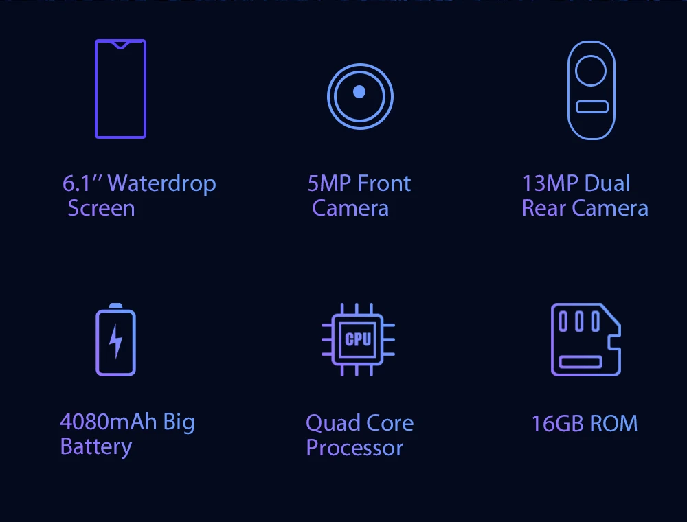 Blackview A60 смартфон 4080 мАч Android 8,1 13 МП Двойная камера мобильный телефон MT6580A четырехъядерный 6," экран капли мобильный телефон