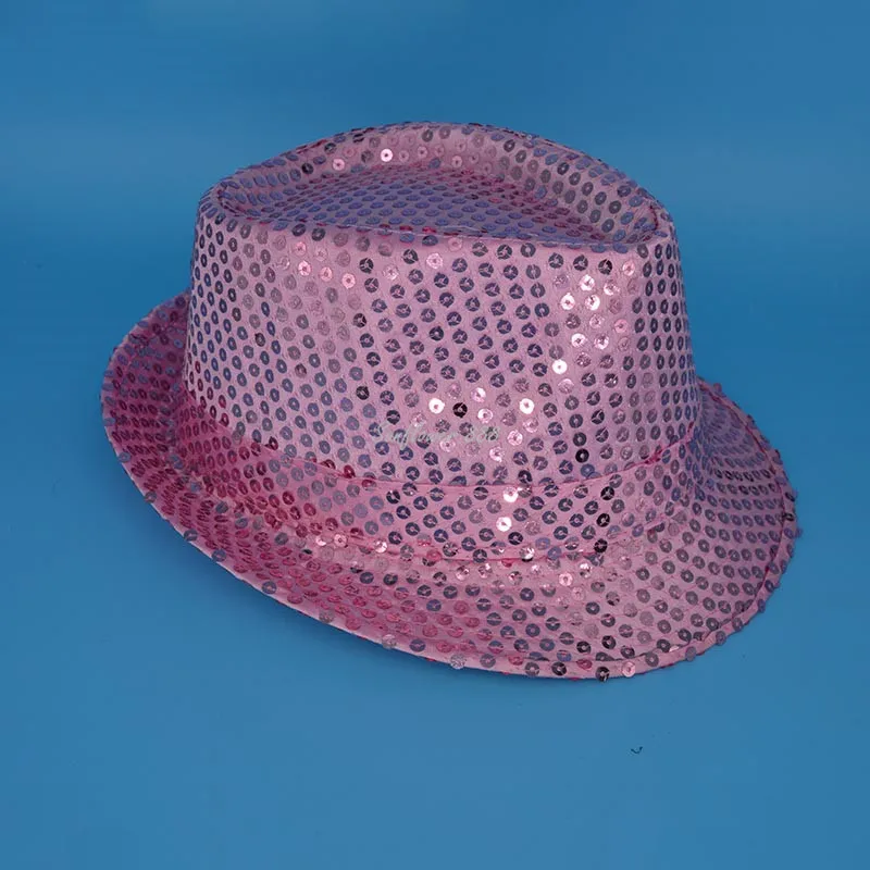 pink Женская и мужская джазовая шляпа с блестками, шапки для танцев, кепки для взрослых, карнавальный костюм, Рождественский navidad - Цвет: pink