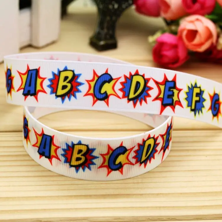 

7/8inch Free Shipping Latter School Printed Grosgrain Ribbon Hairbow Headwear Party Decoration Diy Wholesale OEM 22mm P5765