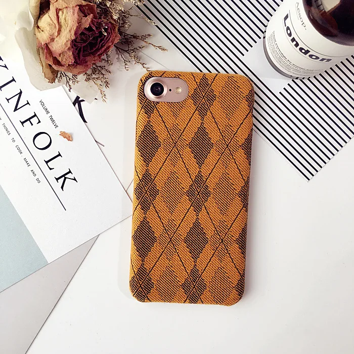 Eqvvol British Style Lattice Cloth Phone Case For iPhone 7 Plus Luxury Grid Patterned Cases 6 6s Cover | Мобильные телефоны и