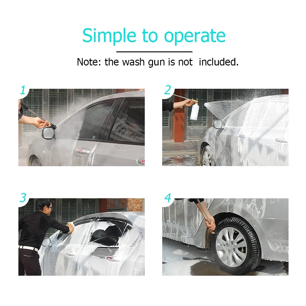 

Adjustable Car Wash Watering Can 1L with HDPE and Brass Soap Foam Pressure Washer Spray Cone Bottle Mouth without Spear Tools