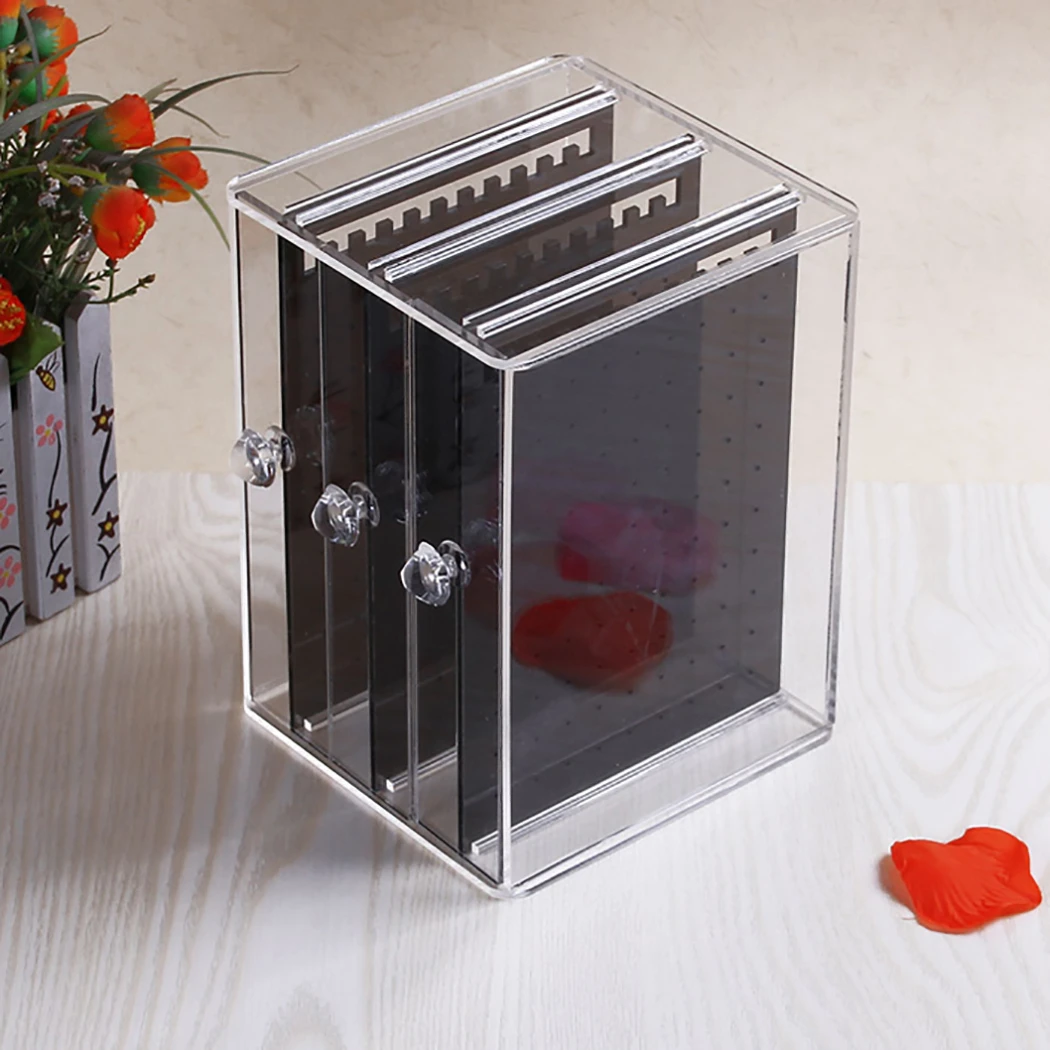 New Fashion Acrylic Jewelry Display Holds Up Earrings Ear Stud Holder Transparent Organizer Earring Showcase Stand Box | Украшения и