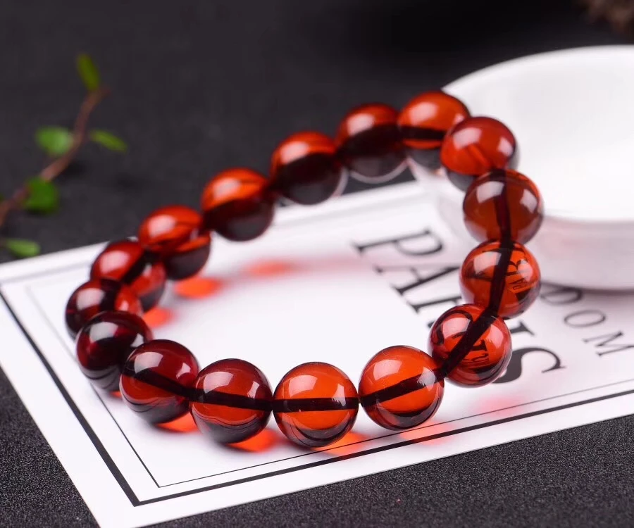 Natural Blood Red Amber Bracelet Jewelry For Women Man Healing Beauty Crystal 11mm Round Beads Stone Gemstone AAAAA Certificate | Украшения
