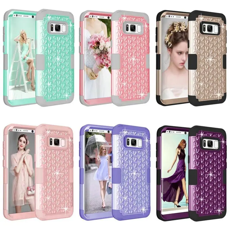 Гибридный армированный жесткий силиконовый чехол для Samsung Galaxy S9 Plus Diamond 3 в 1