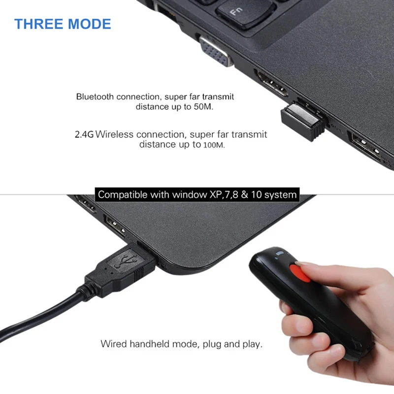 Портативный беспроводной Bluetooth сканер штрих кодов высокоскоростной CCD код