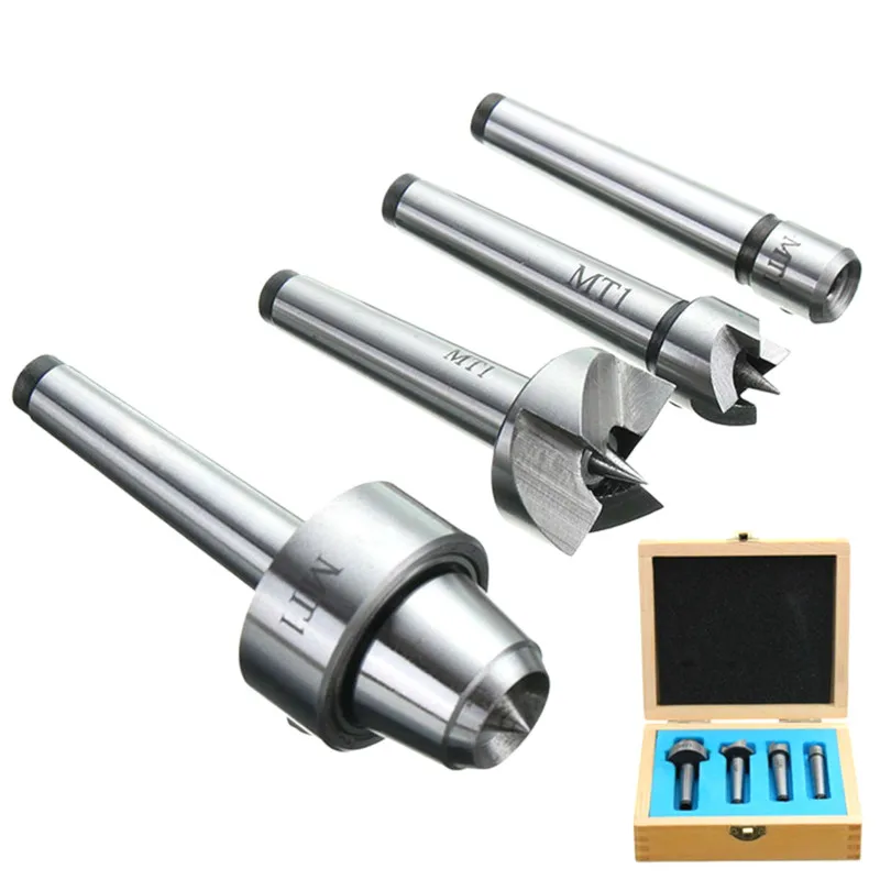 

4pcs/Set MT1/MT2 Live Center Wood Lathe Live Center Drive Spur Cup Kit MT1 MT2 Arbor Turning Tools With Wooden Case