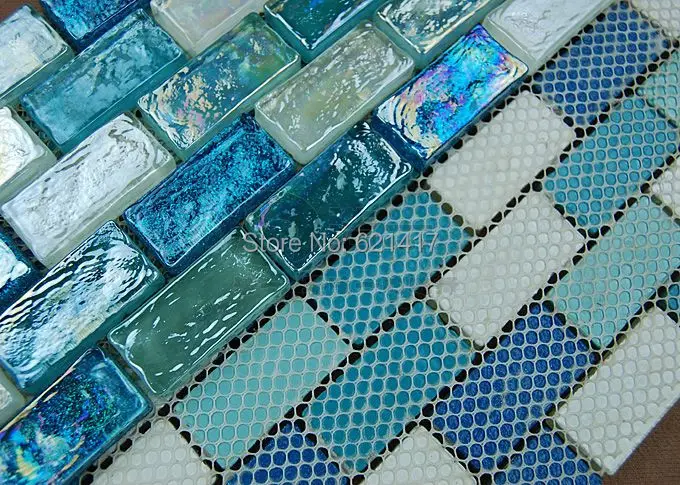 Голубую полоску с рисунком мозаичная плитка из хрустального стекла HMGM1117 щитка