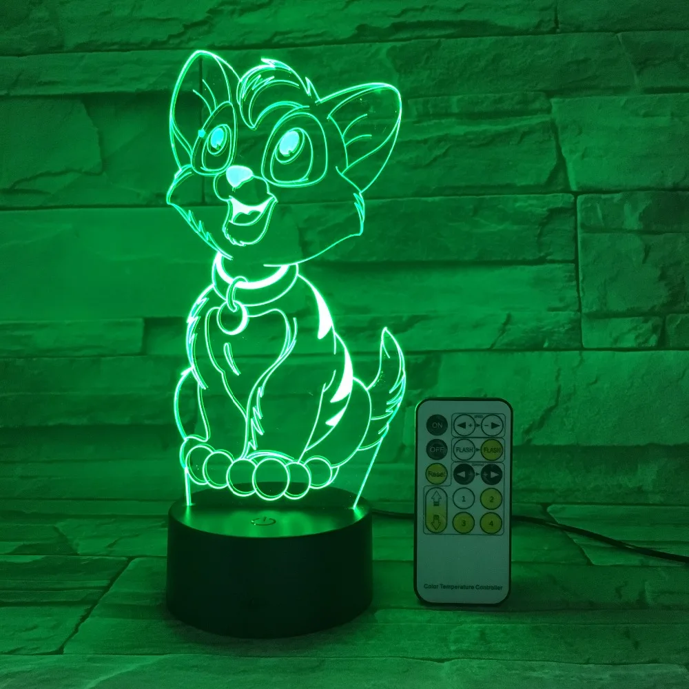 Мультяшная лампа для собак ночник 3D светодиодный USB сенсорный выключатель с