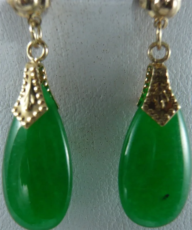 Оптовая продажа благородные новые зеленые нефритовые серьги модные ювелирные