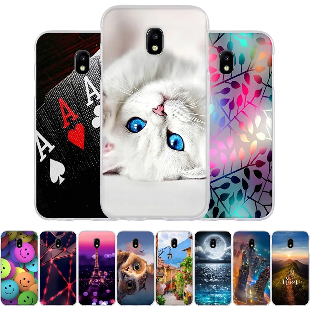 Чехол для Samsung Galaxy J3 J5 J7 2017 Мягкая силиконовая задняя крышка из ТПУ 3D чехлы с милым котом Pro телефонов|Бамперы|