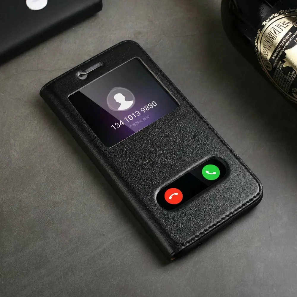 Чехол из натуральной кожи с откидной крышкой для huawei honor 9 задняя крышка окном