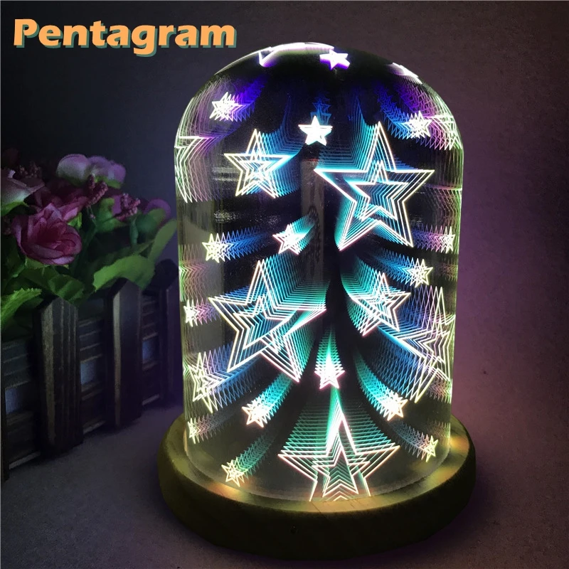 3D магия LED Стекло абажур Ночник USB 5 V атмосфера Спальня Таблица Ночная творческий