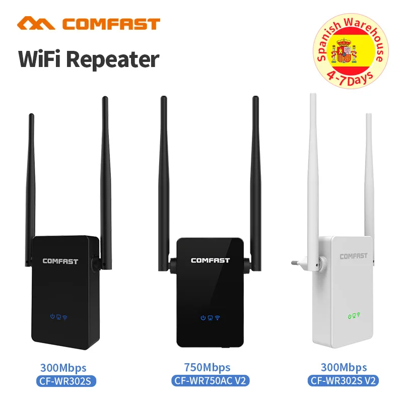 Comfast 300 750 Мбит/с беспроводной Wi Fi ретранслятор усилитель сигнала 2 * 5dbi антенна